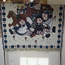 Vintage 1997 Raggedy Ann Andy Throw Blanket american weavers 50x60 picture