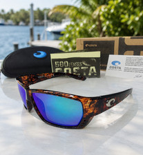 NWB Costa Del Mar Fantail Sunglasses Tortoise Blue Mirror Polarized 580P UV picture