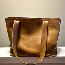 L.L.Bean Women’s Brown Solid Tote Bag Double Handles Open Top Lined Pockets picture