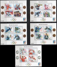 505 Norway 1989-93, BL 11-18 MNH, Olympic Winners I-V, MI BL 12-19, SC #946. picture