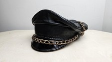 Vintage Black Leather Biker HAT  'A Taste of Leather' 960 Folsom San Francisco picture