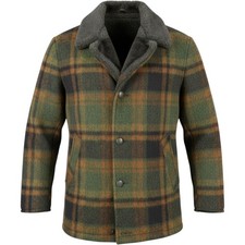 Vintage 70s Campus Wool Plaid Faux Fur Collar Jacket Lined Men's 44 Made In USA picture