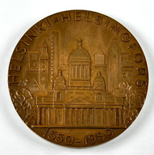 Helsinki Helsingfors Finland 400th Anniversary 1950 Bronze Medal picture