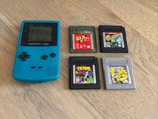 Nintendo Game Boy Color Teal  Handheld Console CGB-001 w/4 games Tetris/Frogger picture