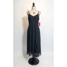 R&M Richards Woman Black Beaded Chiffon Evening Gown 24W Vintage Made in USA NWT picture