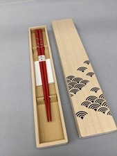 Hashimoto Kosaku Lacquerware Gold & Silver Wave Bird Wajima Urushi Chopsticks picture
