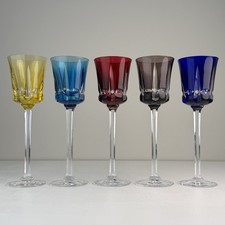 Set of 5 Cristal de Sevres Segovie Cut Crystal Hock Wine Glasses 9.75
