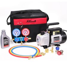 XtremepowerUS 3.5CFM 1/4HP Vacuum Pump HVAC Refrigeration AC Manifold Gauge Can picture