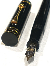OVERSIZED BEXLEY PROTOTYPE 24K GOLD PLATED TRIM 18K 750 FINE NIB FOUNTAIN PEN picture