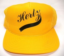 Vintage Hertz Script Foam Front Rope Edge Mesh Back Trucker Hat RARE B83 picture