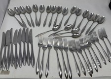 Lenox 45 Piece SCULPT 18/10 Stainless Steel Flatware Set Silver picture