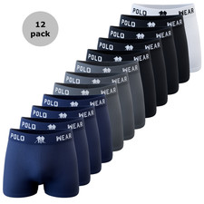 Polo Wear Men's Boxer Briefs 12 or 6 Pack Underwear Low Rise Trunks Multicolor picture