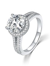 Aurvelle 2ct Round Moissanite Halo Engagement Ring 925 Sterling Silver Size 7 picture