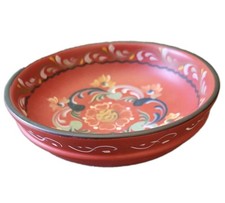 VINTAGE NORWEGIAN ROSEMALING WOOD BOWL HANDPAINTED FOLK ART Red  8” Read picture