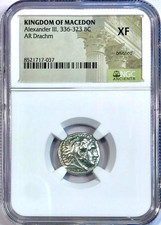 336-323 BC Macedon Macedonia Alexander III Ancient Greek Silver Drachm NGC XF picture