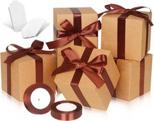 100 Pcs Mini Kraft Paper Boxes with Lids, 4x4x4 Inch Brown Package Box picture