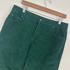 Boden Denim Cord Slim Straight Pants Green Cotton Stretch High Rise Womens 10R picture