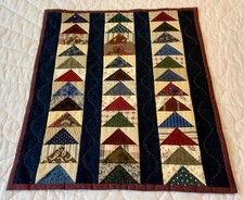 Patchwork Quilt Wall Hanging, Triangles, Flying Geese, Hand Made, Country, USA picture