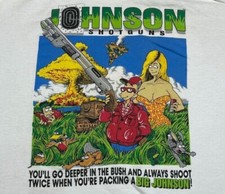 Big Johnson Shotguns Vintage 90s Funny Adult Humor Double Entendre T-Shirt picture