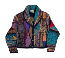 Vintage COOGI Australia 3D knit cardigan in a beautiful blue-based multicolor pa picture