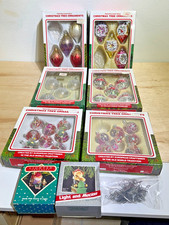 (6) Vintage Boxes of (32) Glass Ball Ornaments Christmas Red Green Gold Romania picture
