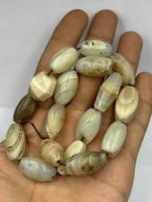 Ancient near eastern Authentic Sulaimani old white agate bead stone sell by lot picture