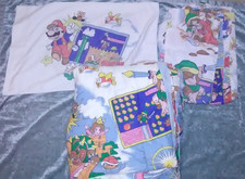 VINTAGE 1988 Nintendo Super Mario Bros Legend Of Zelda Twin Sheet Set Comforter picture