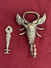 Old Vintage Brass Scorpion Shape Rare Tricky System Padlock With Long Key picture