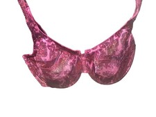 Super Hot 46 D hot pink bra  Underwire lace floral print U 70 New without tags picture