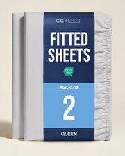 Queen Fitted Sheet - Pack of 2 Single Fitted Bottom Sheet - French Grey picture