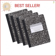 ROARING SPRING Hard Cover Composition Notebook, 4 Pack, Black Marble Comp Book, picture