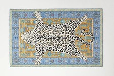 Octavia Leopard Blue & Gold Modern Hand-Tufted 100% Wool Area Rug Carpet picture