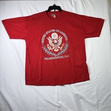 VTG 90s Jerzees Heavyweight Blend Washington DC Eagle Crest Red T-Shirt Mens XL picture