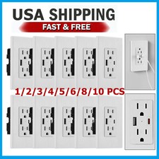 1-10PCS USB Type C Wall Outlet Duplex Receptacle 15A, Smart 2.1A Quick Charging picture