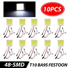 10pcs 48SMD Panel LED Festoon T10 BA9S Car Interior Dome Map Light Bulbs White picture