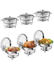 Garvee 6 Pack 5QT Round Chafing Dish Buffet Set Stainless Steel Glass Lid Warmer picture