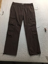 Pacsun Cargo Pants Mens XL Straight Dark Brown Elastic Waist Drawstring Pockets picture