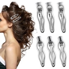 6 Pcs Silver Metal Wave Hair Clips, Small Bangs 1 Count (Pack of 6), picture