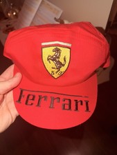 Vintage Rare Ferrari Hat 5 Panel Cap Painter Style Red Logo Embroidered picture