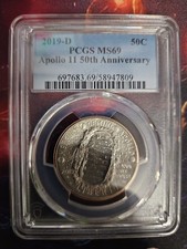 2019 D Apollo 11 50th Anniversary Commemorative Half Dollar PCGS Graded MS69 picture