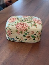 Vtg Fetco Kashmir Paper Mache Box Hand Painted Floral Trinket India Lacquered 4