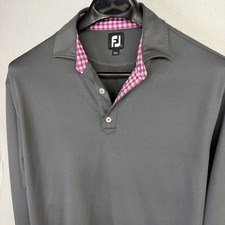 FootJoy (FJ) ProDry Long-Sleeve Performance Golf Polo Large Gray Stretch Men’s picture