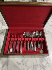 Vtg 50pcs IIC Imperial International Stainless Korea Rose Pattern Flatware picture