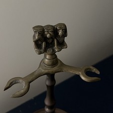 Vintage Solid Brass Stand | Toothbrush/Razor Holder | Monkeys 🐵  picture