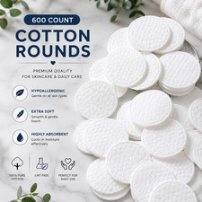 Hypoallergenic 100% Cotton Rounds for Makeup Removal Skincare, 600 Count, 6 Pack picture