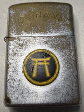Vintage Okinawa 1953 Penguin Lighter (Vet-Bring Back) From Japan w/ Map, Patina picture