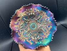 Antique Northwood Wishbone Amethyst Carnival Glass Scroll Bowl Compote Dish 1910 picture