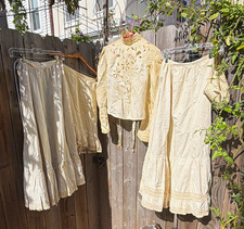 1890s early 1900s antique bloomers, blouse, petticoats, bustle for small woman. picture