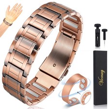 Vicmag Copper Magnetic Bracelet for Men Ring Jewelry Set 5000 Gauss Magnets picture