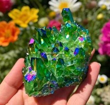 Rainbow Green Crystal Cluster 80-100g Quartz Specimen Display Home Decor Gifts picture